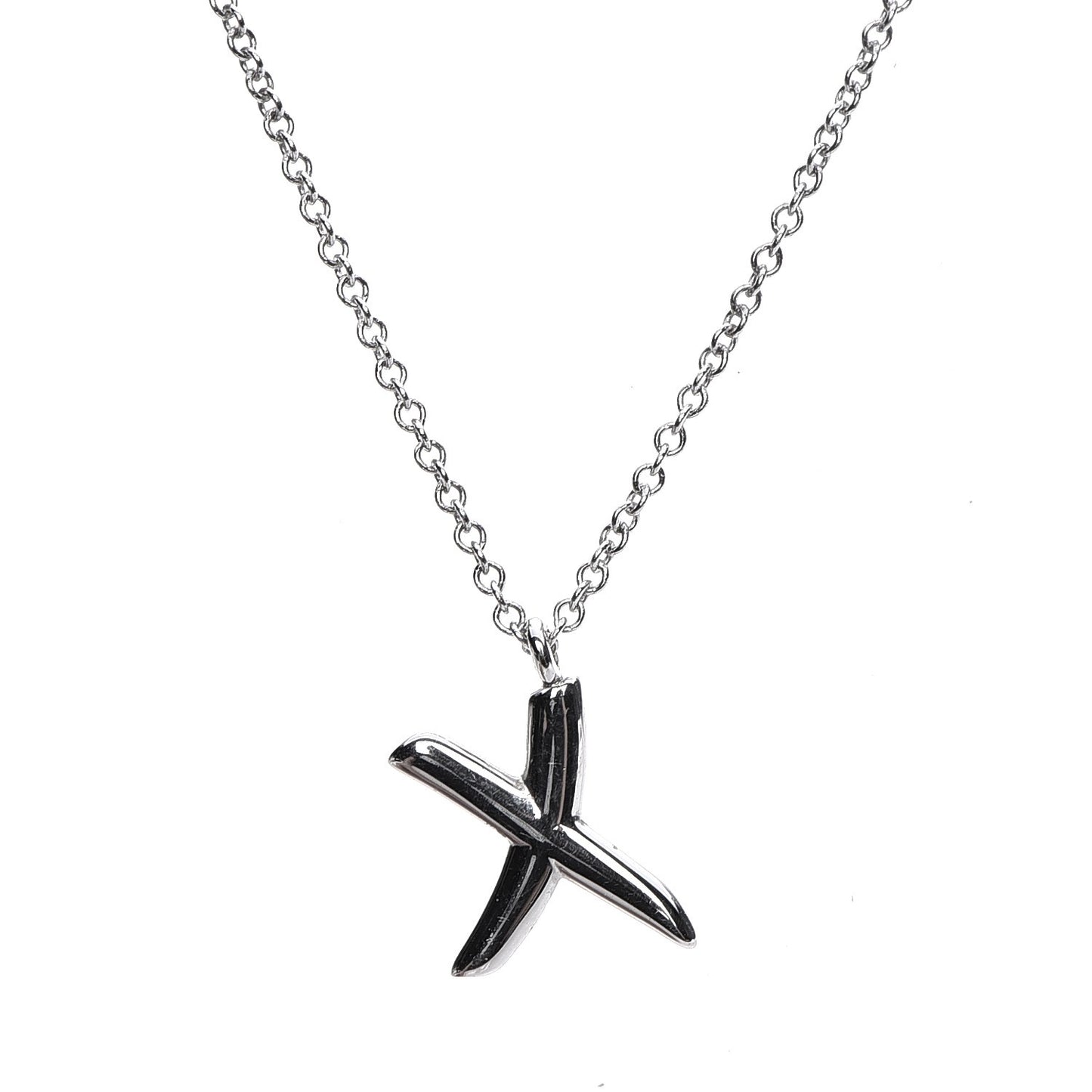 18K White Gold Diamond Paloma Picasso Graffiti X Pendant Necklace