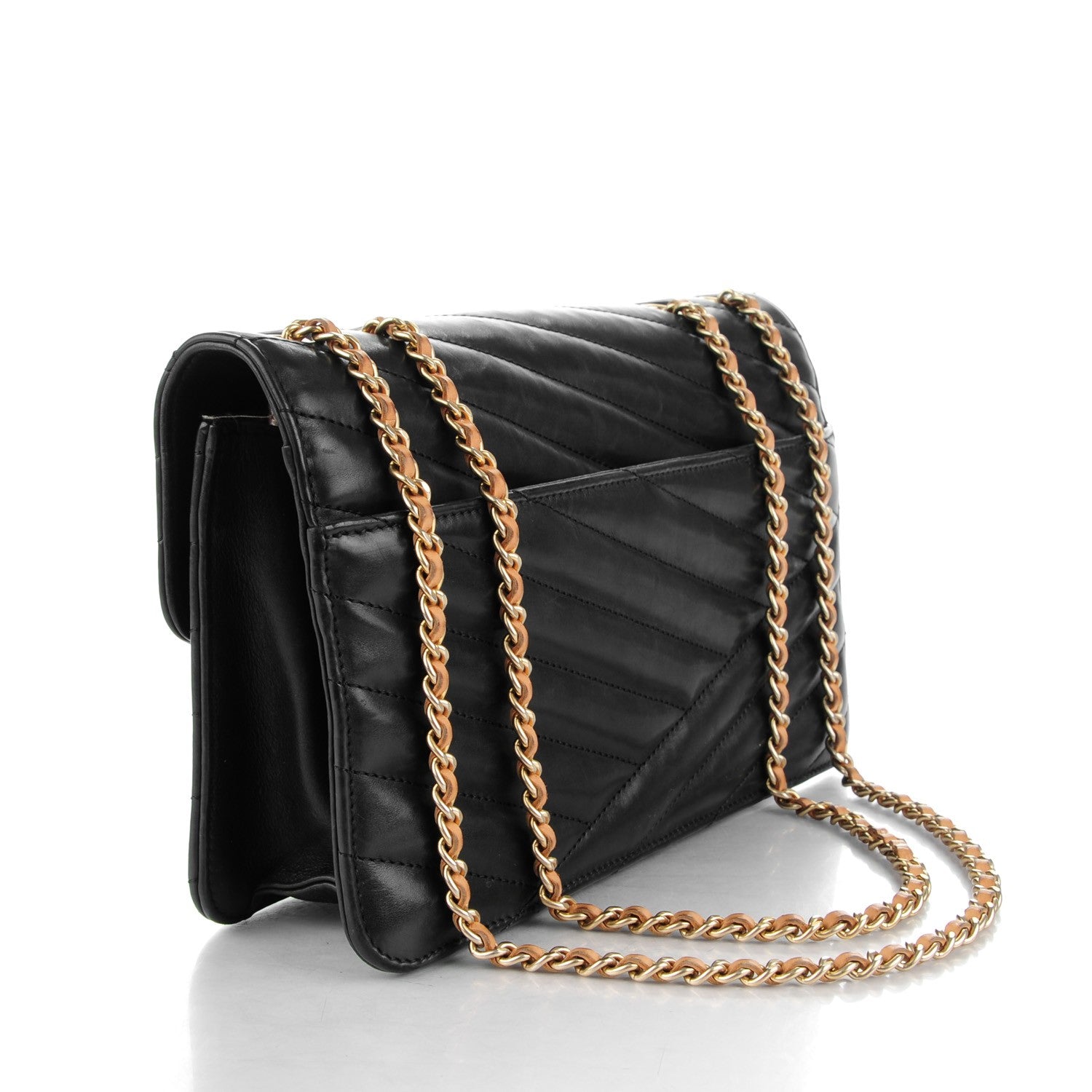 Chanel Calfskin Chevron Quilted Gabrielle Flap Black 4 of 10