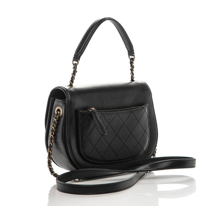 Chanel Shiny Calfskin Goatskin Quilted Small Coco Curve Messenger Flap Black 3 of 7