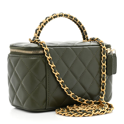 Chanel Lambskin Quilted Pick Me Up Vanity Case Khaki 3 of 10