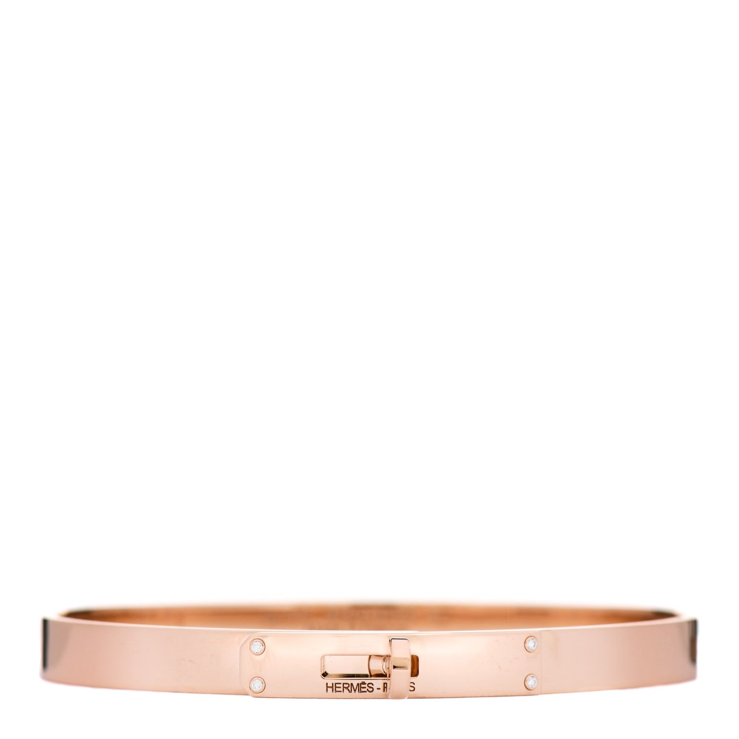Hermes 18K Rose Gold Diamond PM Kelly Bracelet SH 1 of 4
