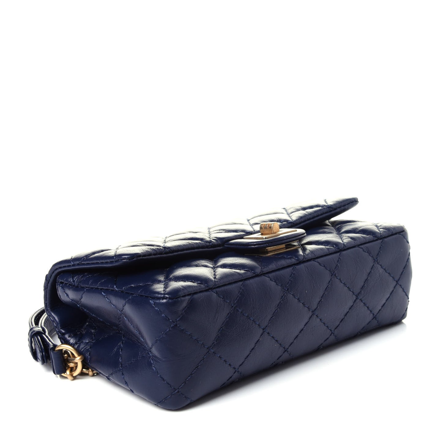 Aged Calfskin Quilted 2.55 Reissue Flap Belt Bag Clutch Navy