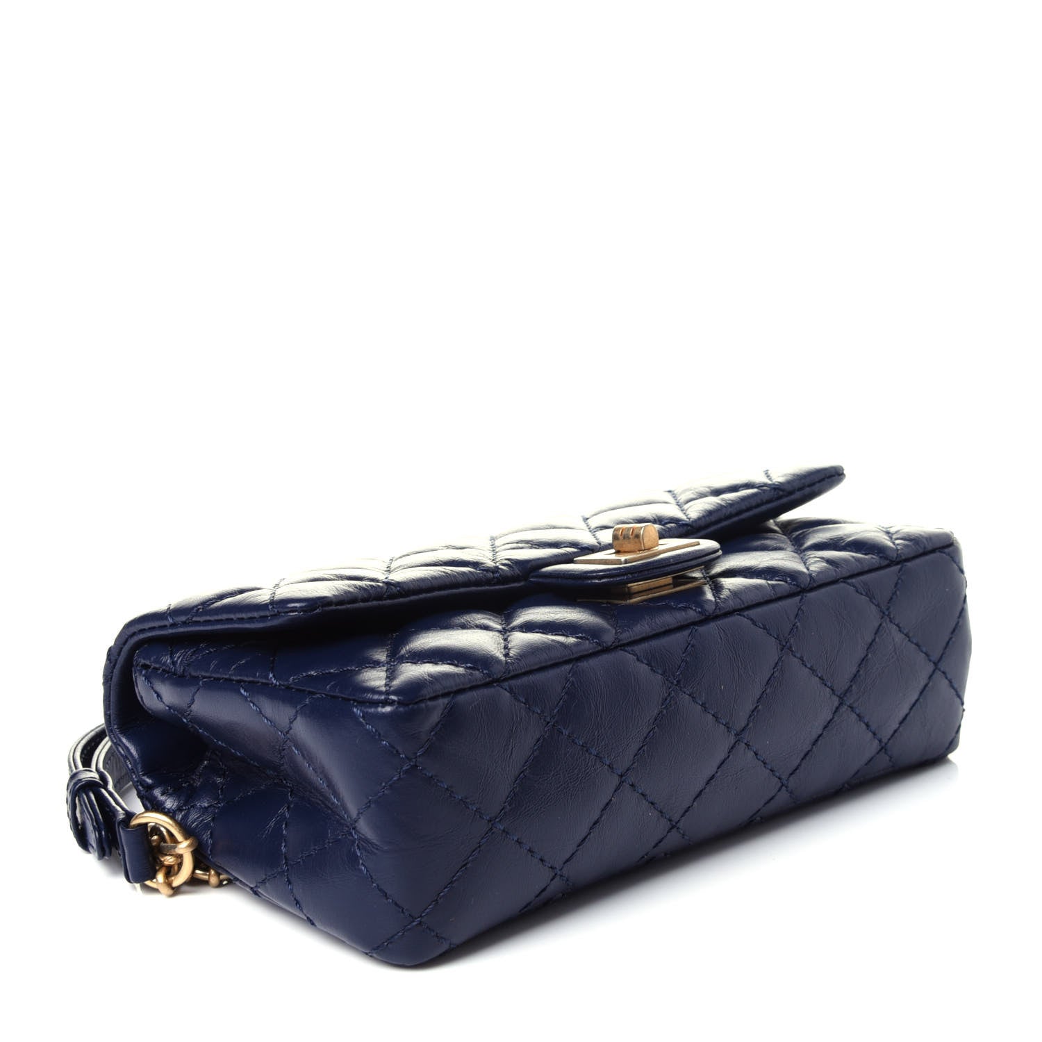 Chanel Aged Calfskin Quilted 2.55 Reissue Flap Belt Bag Clutch Navy 4 of 11