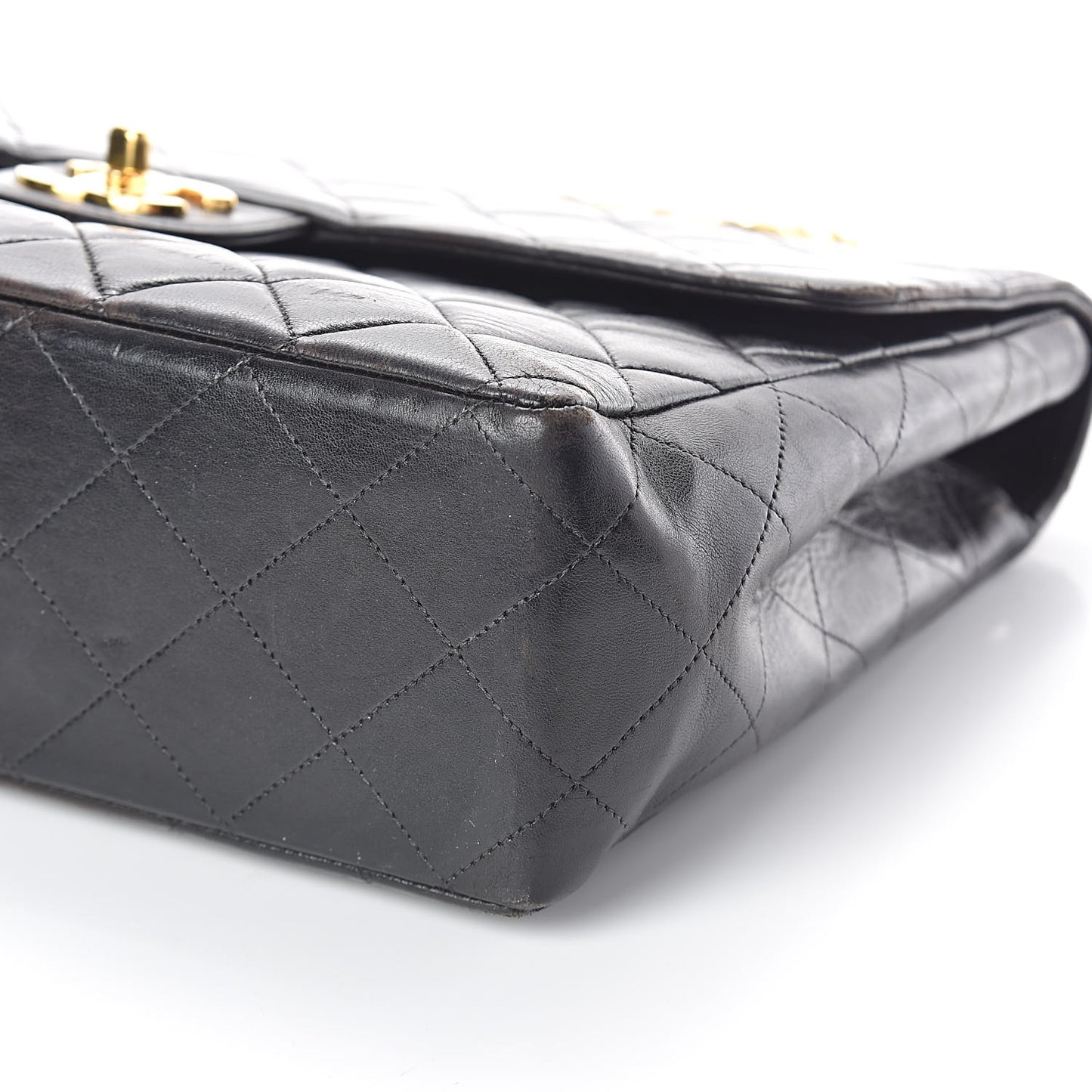 Lambskin Quilted Jumbo Single Flap Black