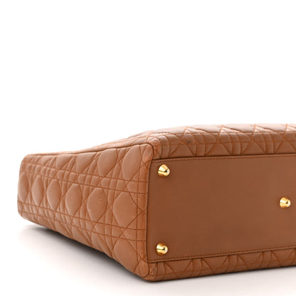Christian Dior Lambskin Cannage Large Lady Dior Tan 9 of 15