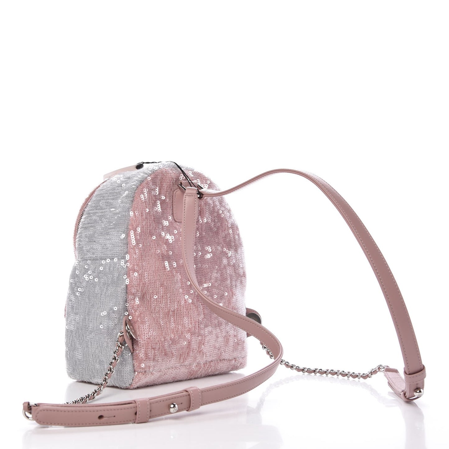 Sequin Tri-color Waterfall Backpack Pink Beige Grey
