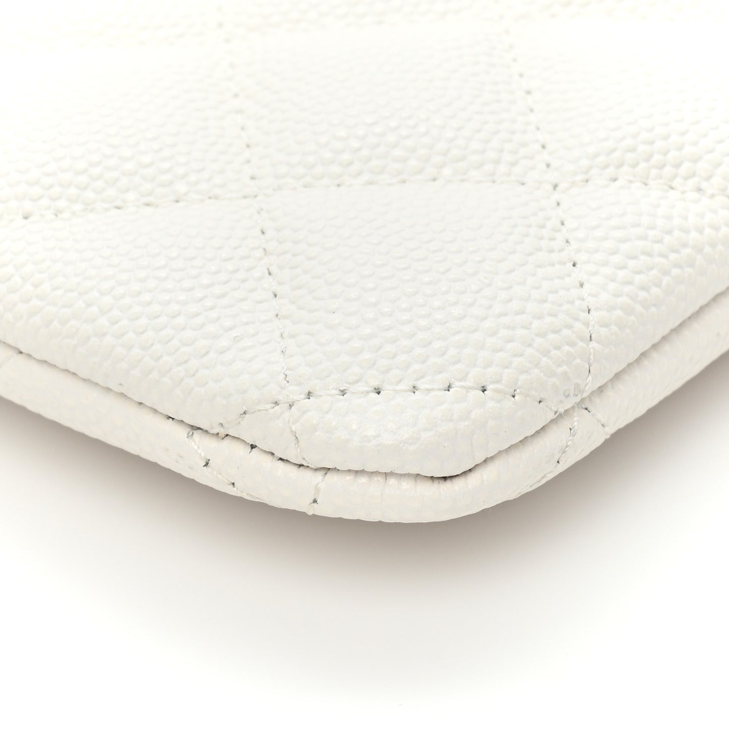 Caviar Quilted Cosmetic Case White
