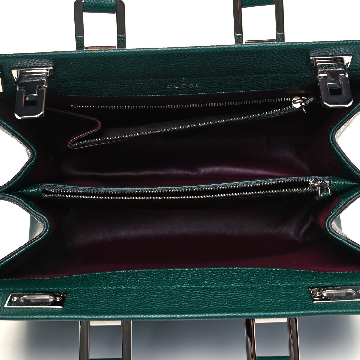 Gucci Grainy Calfskin Small Zumi Top Handle Bag Vintage Green 7 of 9