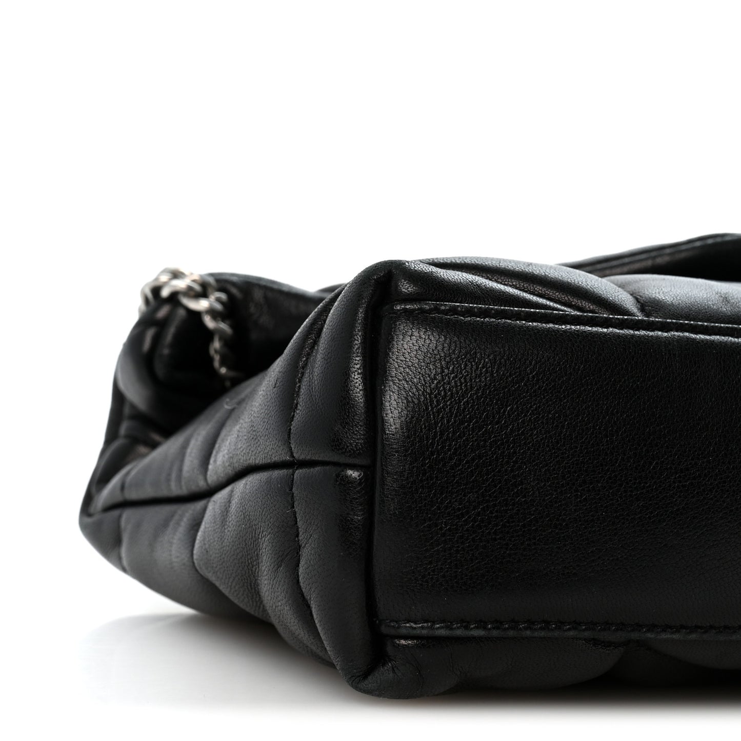 Lambskin Quilted Toy Loulou Puffer Monogram Chain Satchel Black