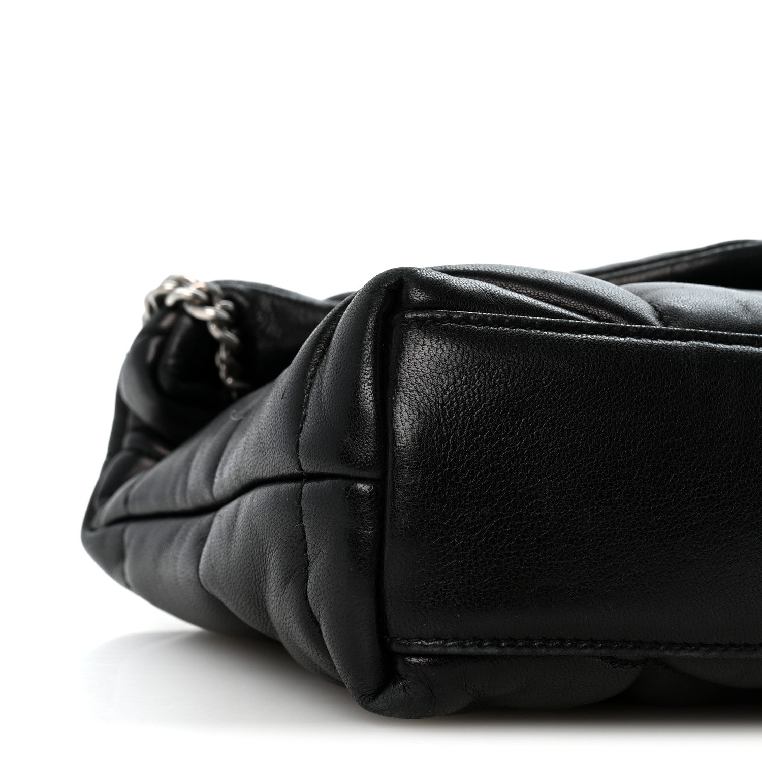 Saint Laurent Lambskin Quilted Toy Loulou Puffer Monogram Chain Satchel Black 8 of 13