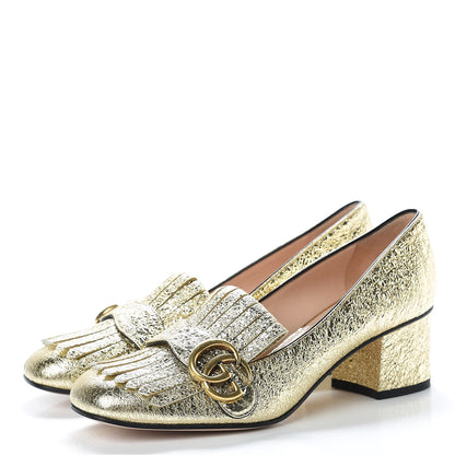 Gucci Galassia GG Marmont Fringe 50mm Loafer Pumps 38.5 Platino 3 of 8