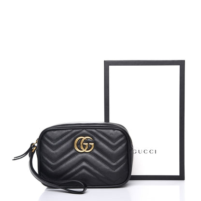 Gucci Calfskin Matelasse Mini GG Marmont Wrist Wallet Black 8 of 8
