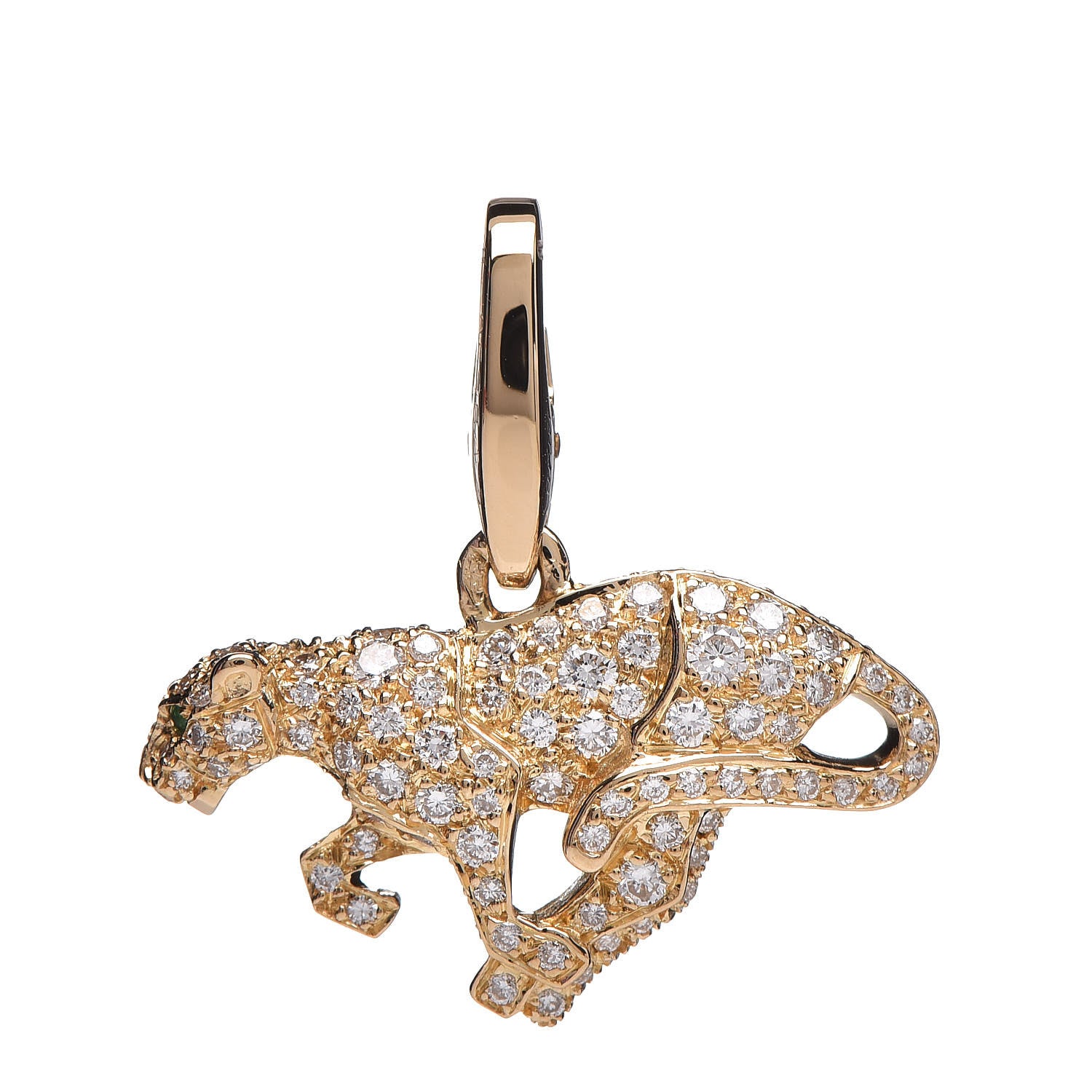 Cartier 18K Yellow Gold Diamond Emerald Panthère Pendant 1 of 4