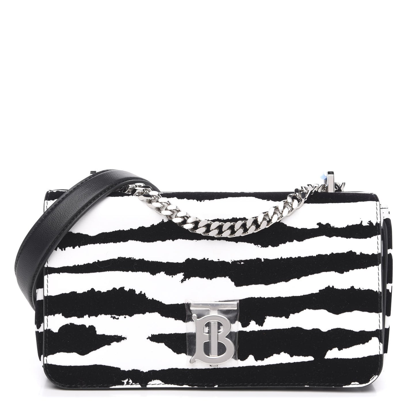 Calfskin Zebra Print Lola Bag Black White