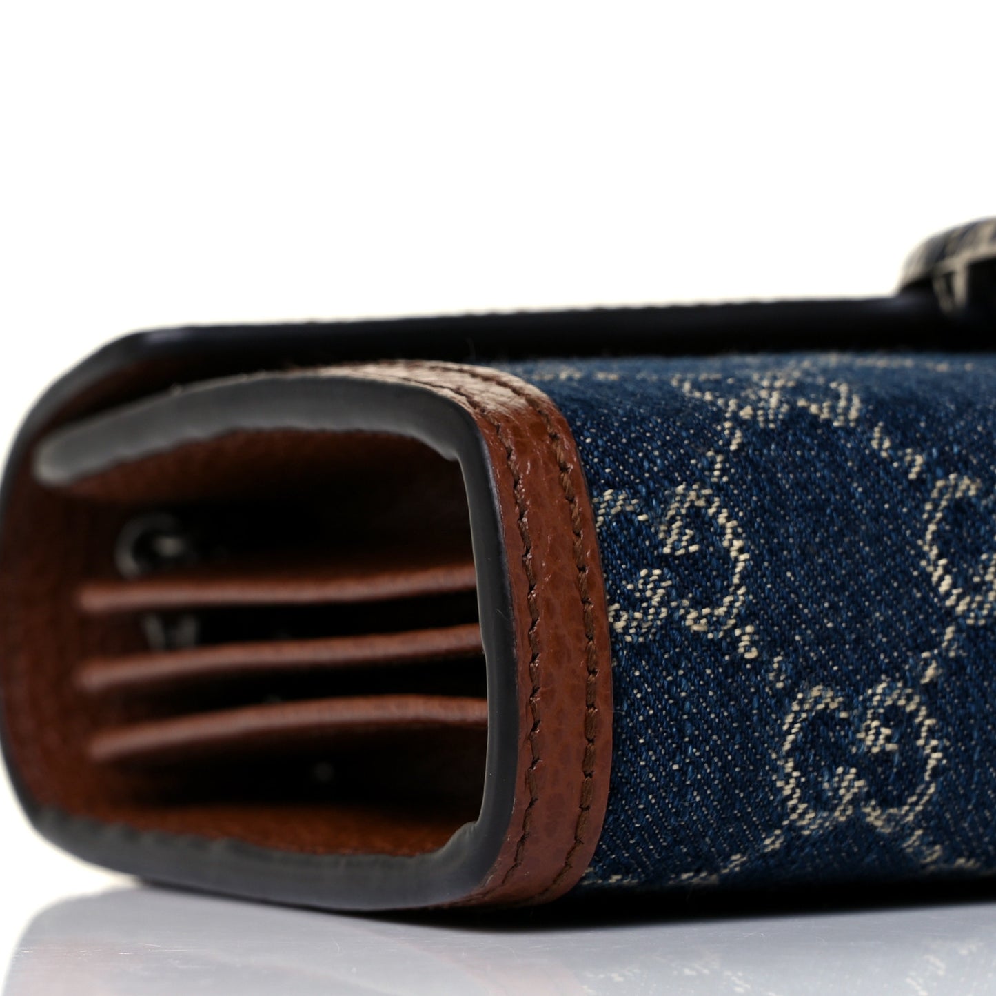New Denim GG Monogram Dollar Calfskin Enamel Mini Dionysus Chain Wallet Blue Tea Cuir Epilog Electric Blue
