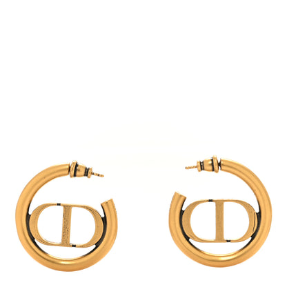 Christian Dior Metal 30 Montaigne Hoop Earrings Aged Gold 1 of 5