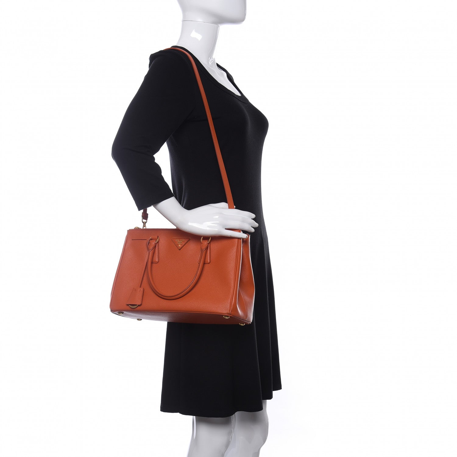 Prada Saffiano Small Galleria Double Zip Tote Papaya 2 of 10