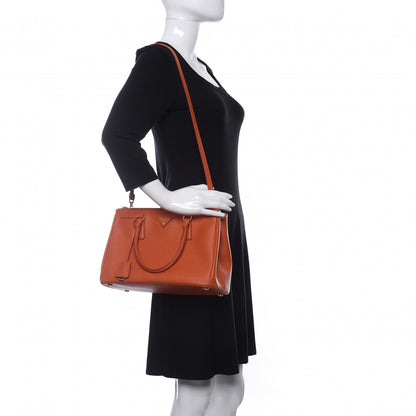 Prada Saffiano Small Galleria Double Zip Tote Papaya 2 of 10