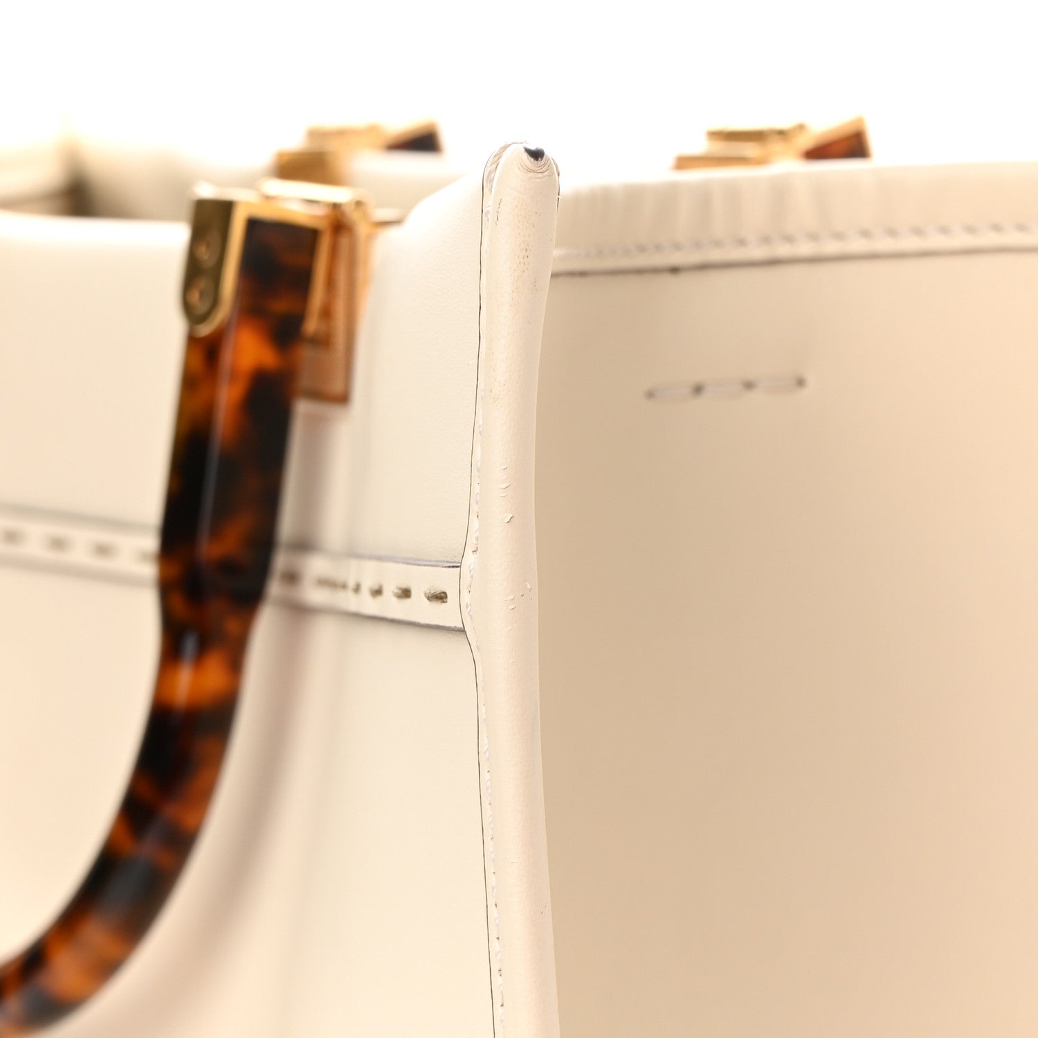 Fendi Vitello King Plexiglass Logo Embossed Large Fendi Sunshine Shopper Tote White Ice 17 of 17