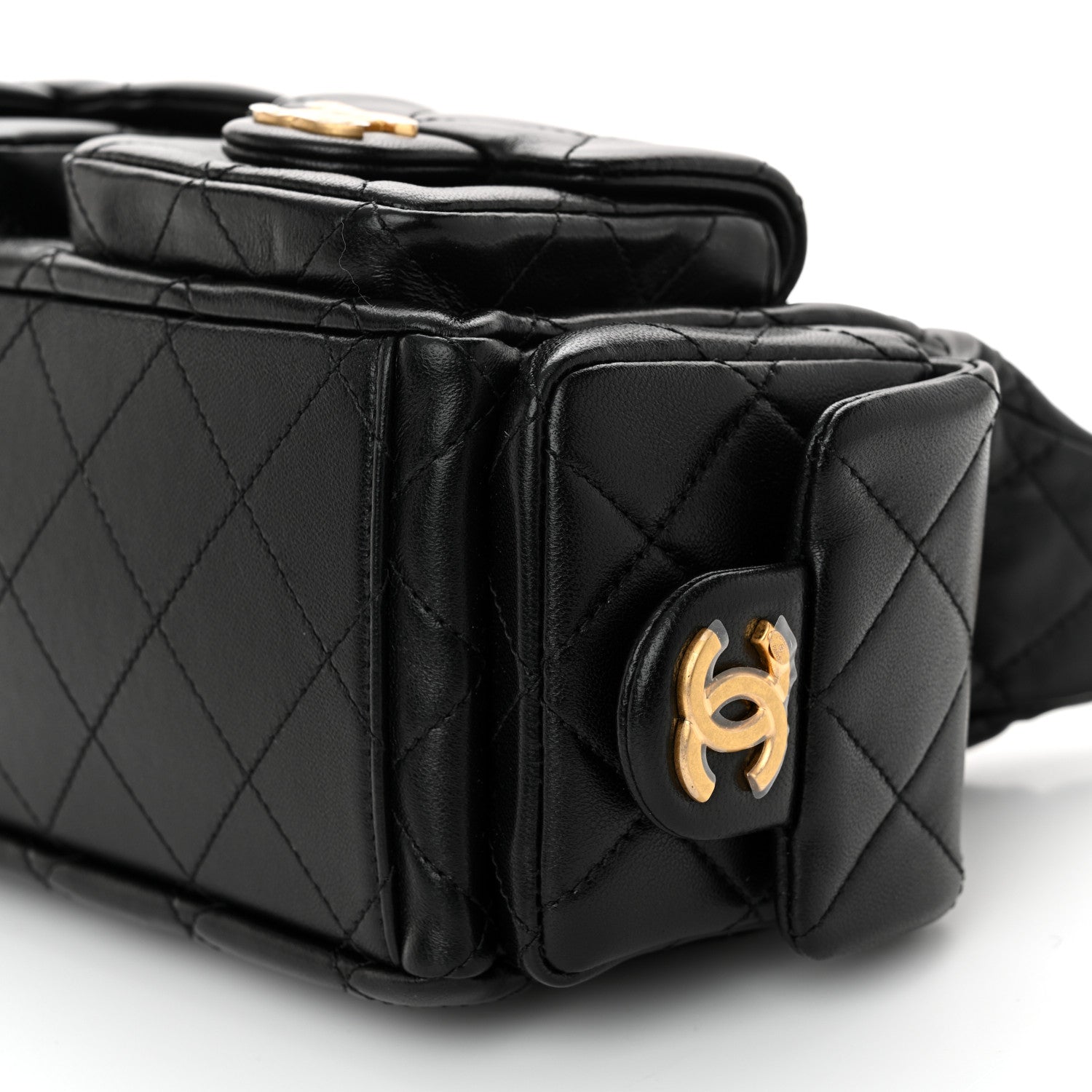 Chanel Shiny Lambskin Quilted Trendy Pockets Hobo Black 10 of 11
