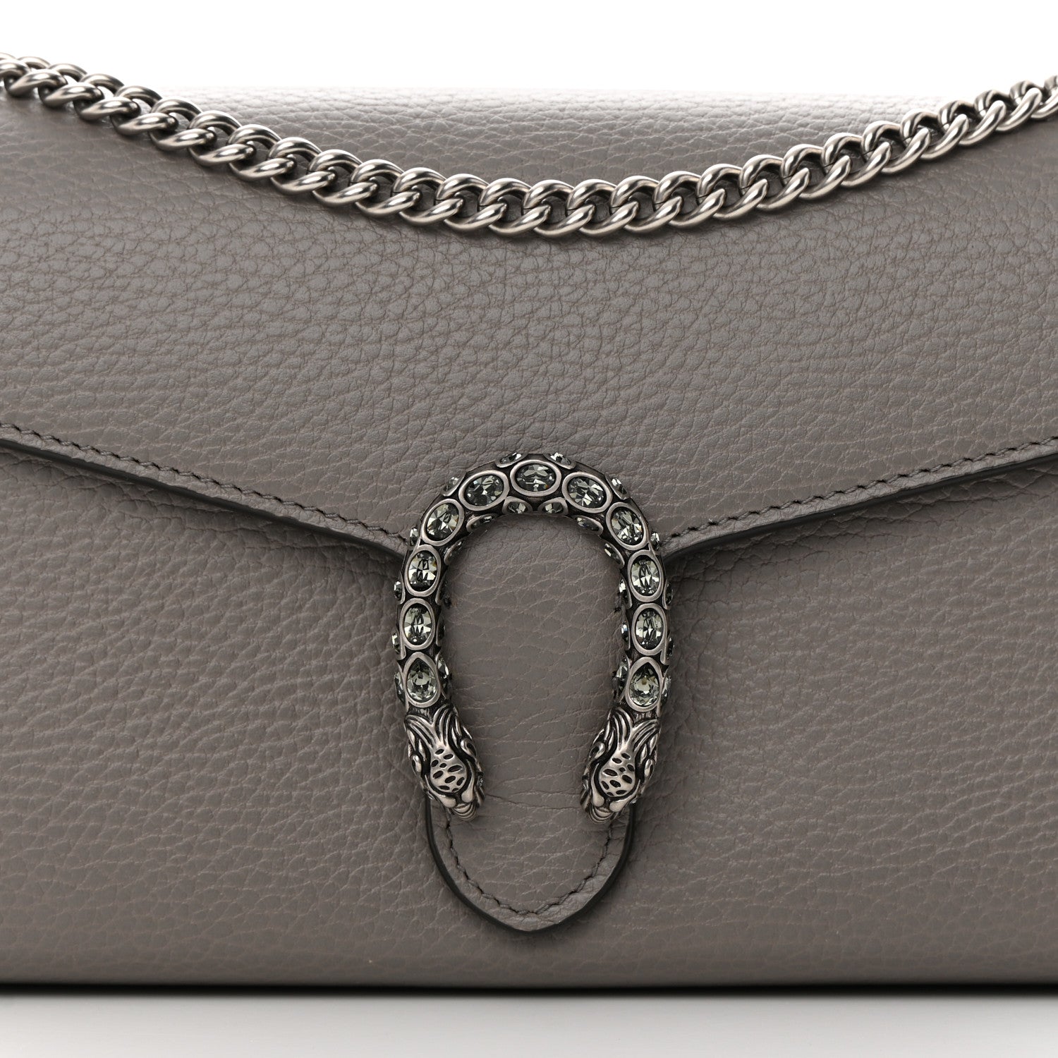 Gucci Dollar Calfskin Crystal Mini Dionysus Chain Wallet Dusty Grey Black Diamond 8 of 10