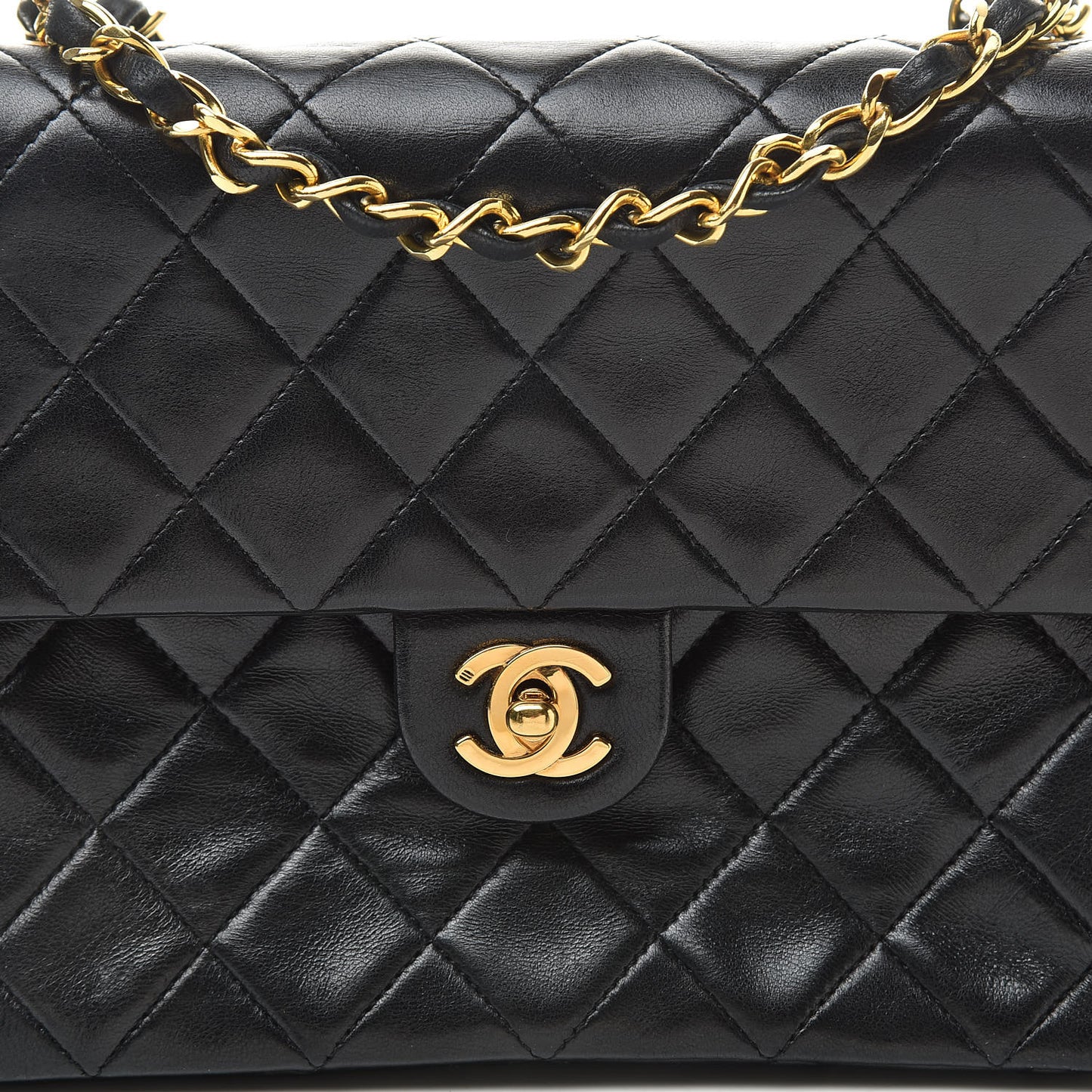 Lambskin Quilted Mini Square Flap Black