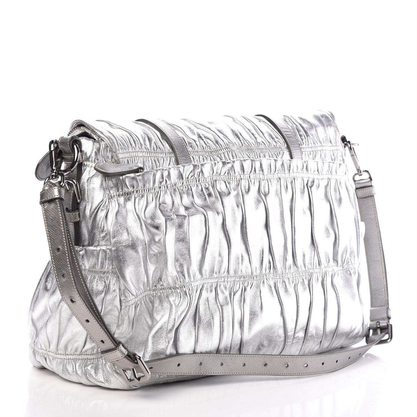 Nappa Saffiano Dressy Gaufre Messenger Argento