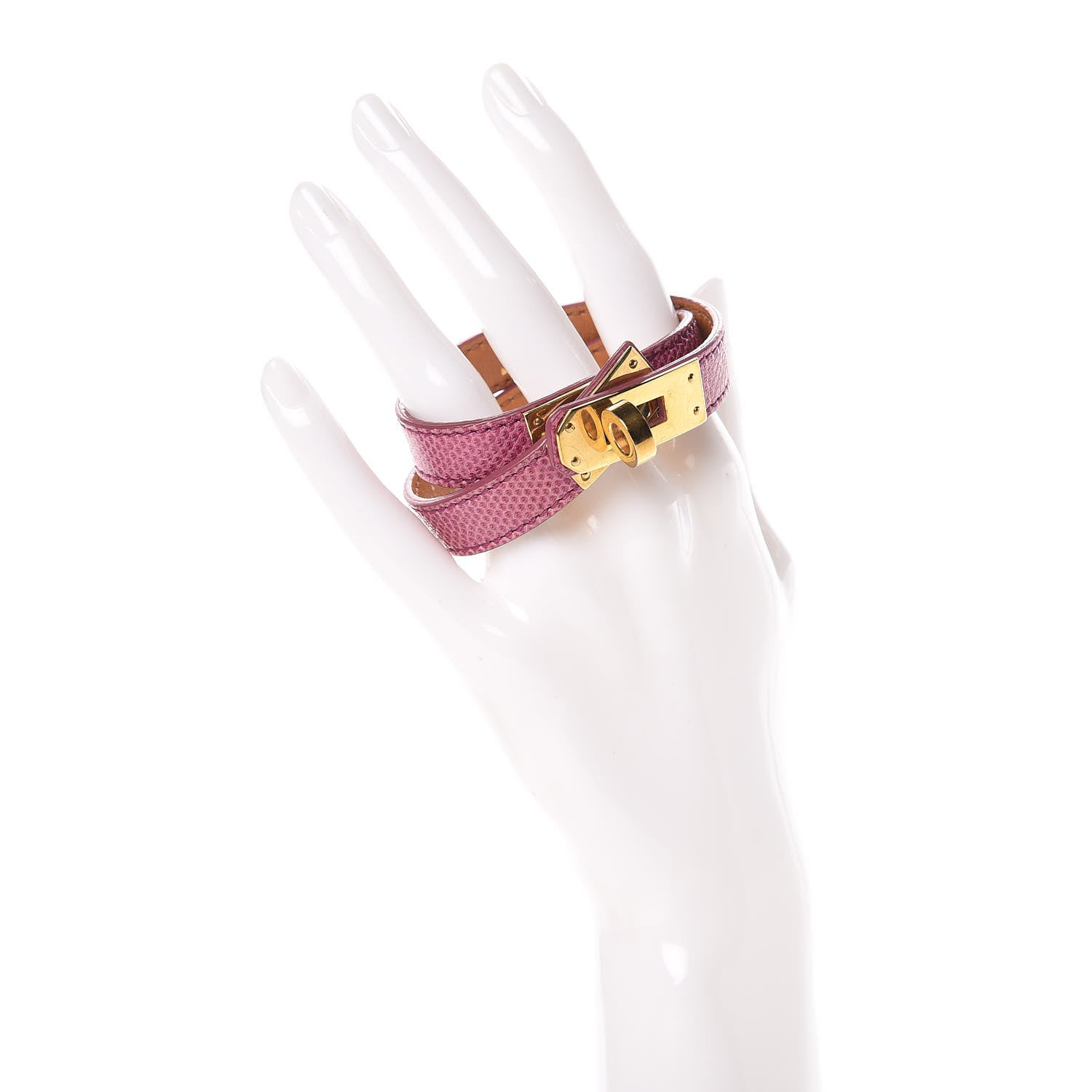 Hermes Lizard Kelly Double Tour Bracelet M Pastel Lilac 2 of 6