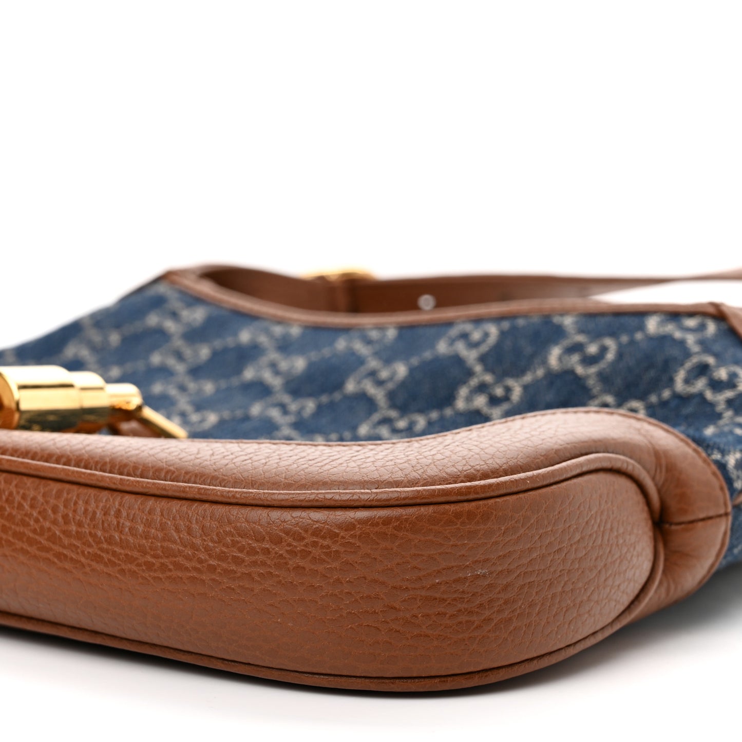 New Denim GG Monogram Calfskin Small Jackie 1961 Hobo Blue Tea Cuir