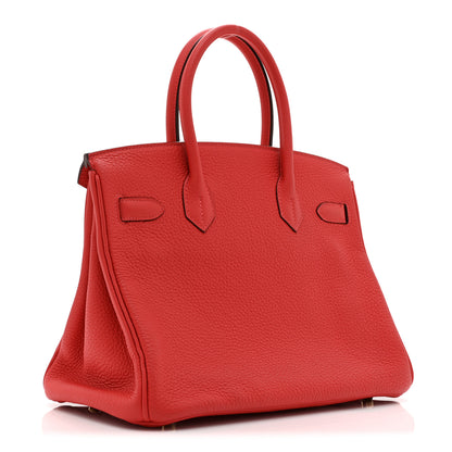 Hermes Taurillon Clemence Birkin 30 Rouge Pivoine 4 of 19