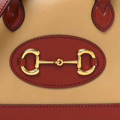 Gucci Textured Calfskin Mini Horsebit 1955 Top Handle Bag Beige Red 8 of 12