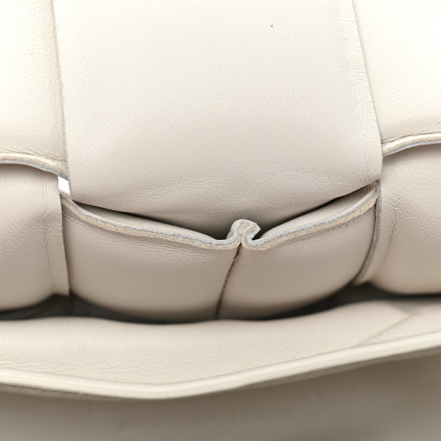 Lambskin Maxi Intreccio Padded Chain Cassette Crossbody Bag White