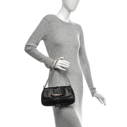 Gucci Python Bamboo Croisette Evening Bag Black 2 of 6