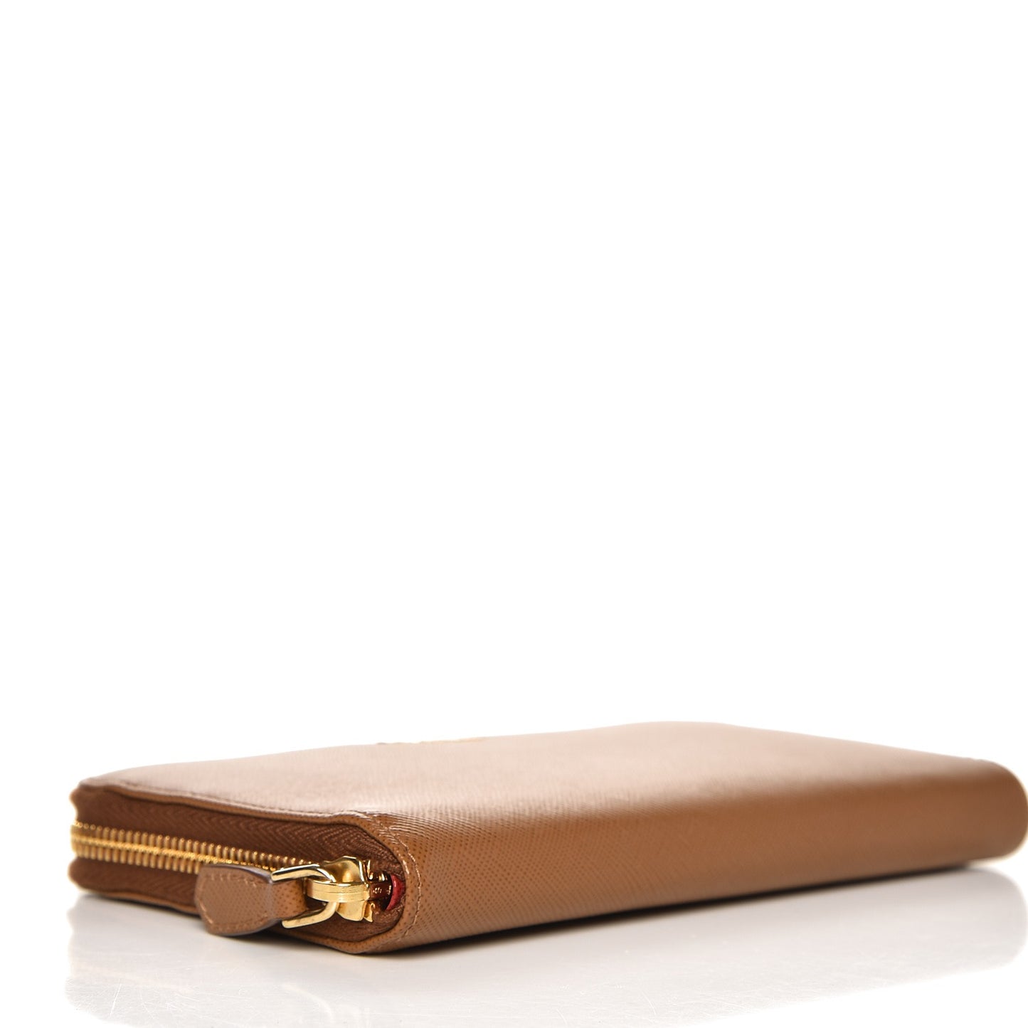 Saffiano Double Zip Around Wallet Caramel Fuoco