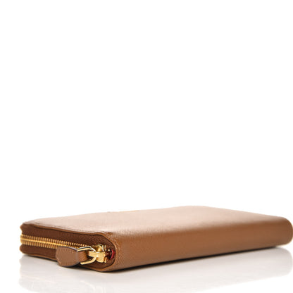 Prada Saffiano Double Zip Around Wallet Caramel Fuoco 3 of 8