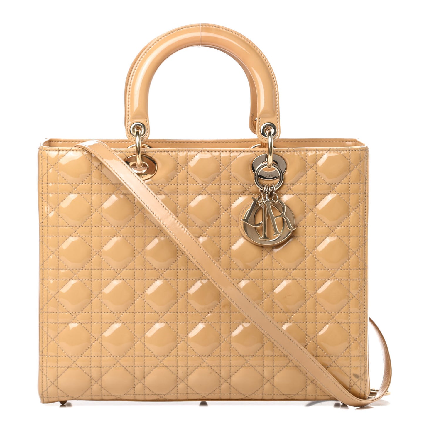 Patent Cannage Large Lady Dior Beige