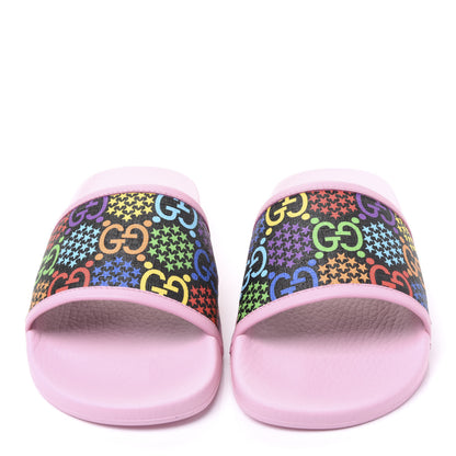 Gucci GG Supreme Monogram Psychedelic Slide Sandals 38 Black Multicolor Sugar Pink 2 of 8
