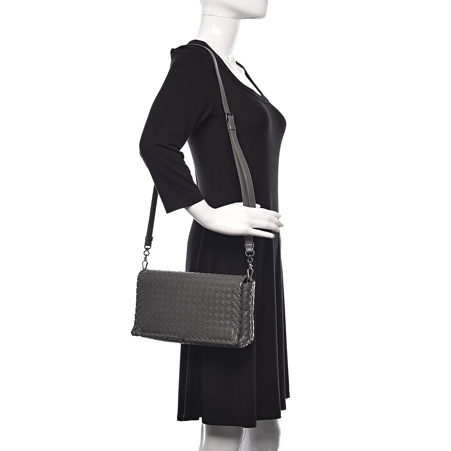 Bottega Veneta Nappa Intrecciato Dahlia Clutch Crossbody Light Grey 2 of 14