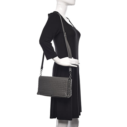 Bottega Veneta Nappa Intrecciato Dahlia Clutch Crossbody Light Grey 2 of 14