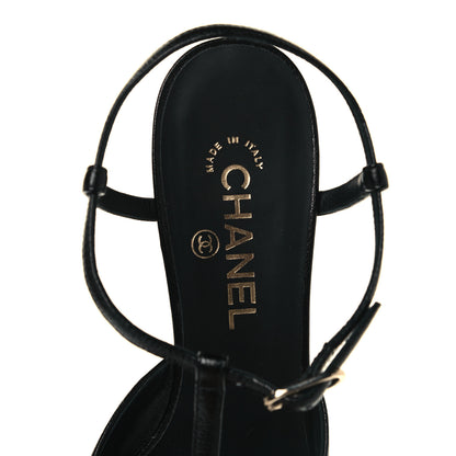 Chanel Goatskin Cap Toe T Strap Flats 41 Black 7 of 10