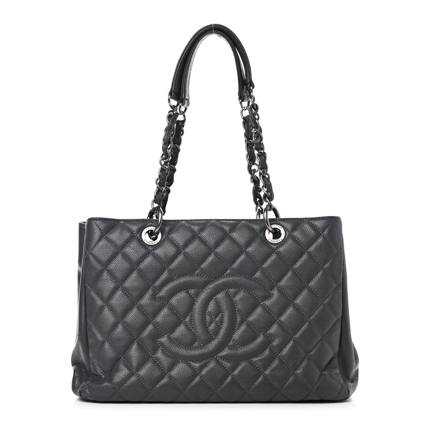 Chanel Caviar Quilted Grand Shopping Tote GST Dark Grey 1 of 8