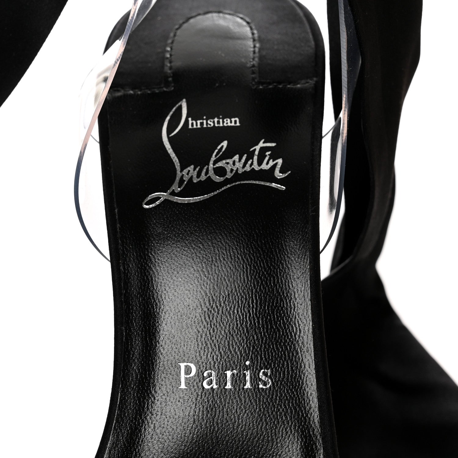 Christian Louboutin Satin Crystal PVC Astrinodo 100 Sandals 38 Black 7 of 8