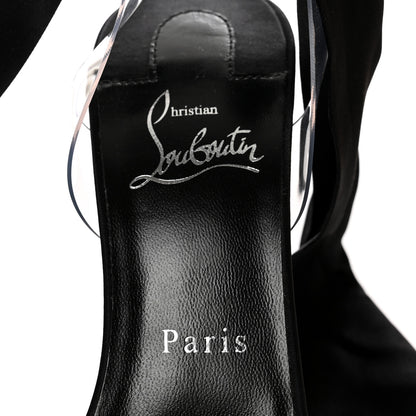 Christian Louboutin Satin Crystal PVC Astrinodo 100 Sandals 38 Black 7 of 8
