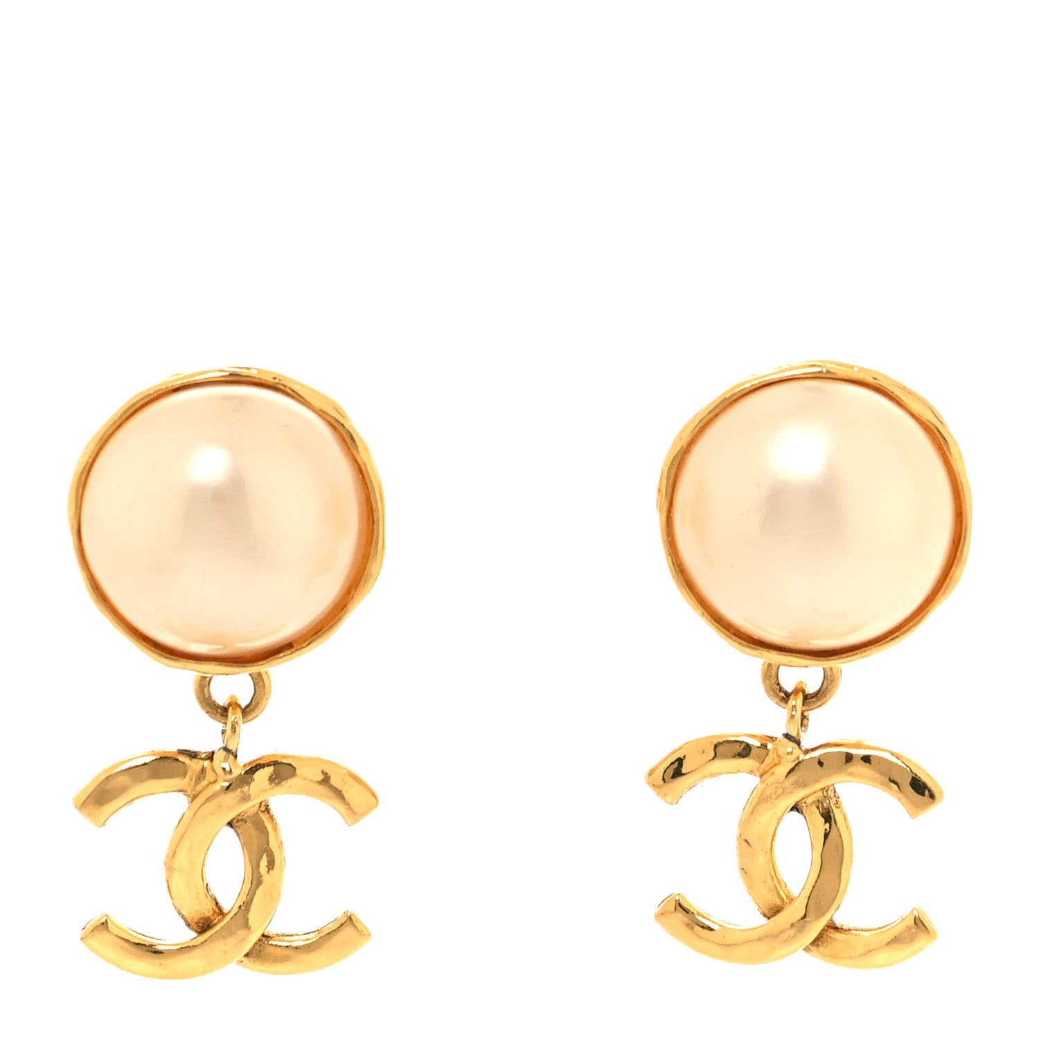 Chanel Pearl CC Dangle Clip On Earrings Gold 1 of 4