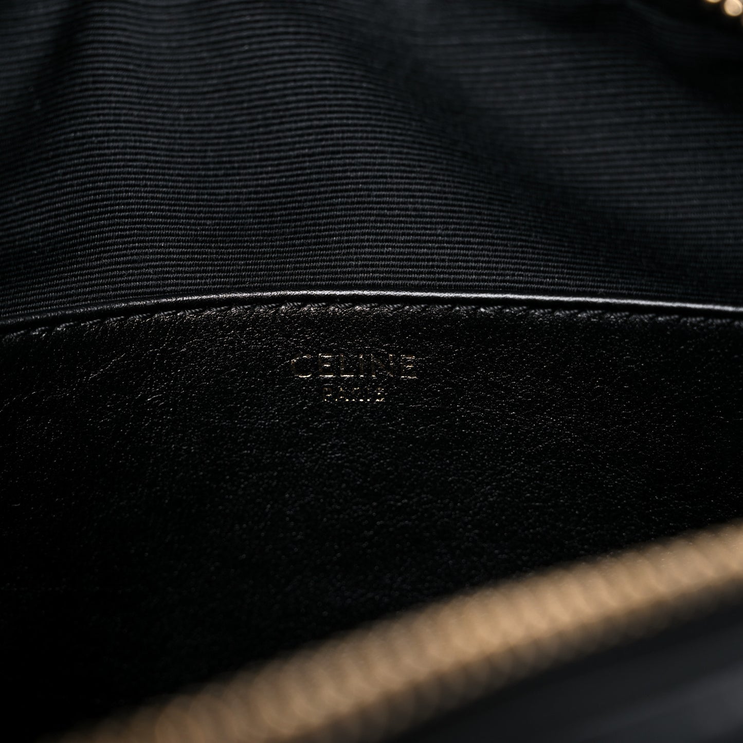 Calfskin Quilted Medium C Charm Bag Black