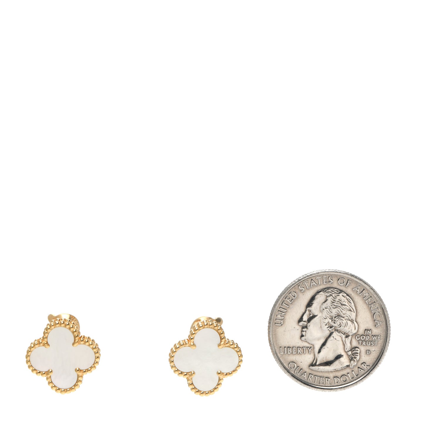 18K Yellow Gold Mother of Pearl Vintage Alhambra Earrings