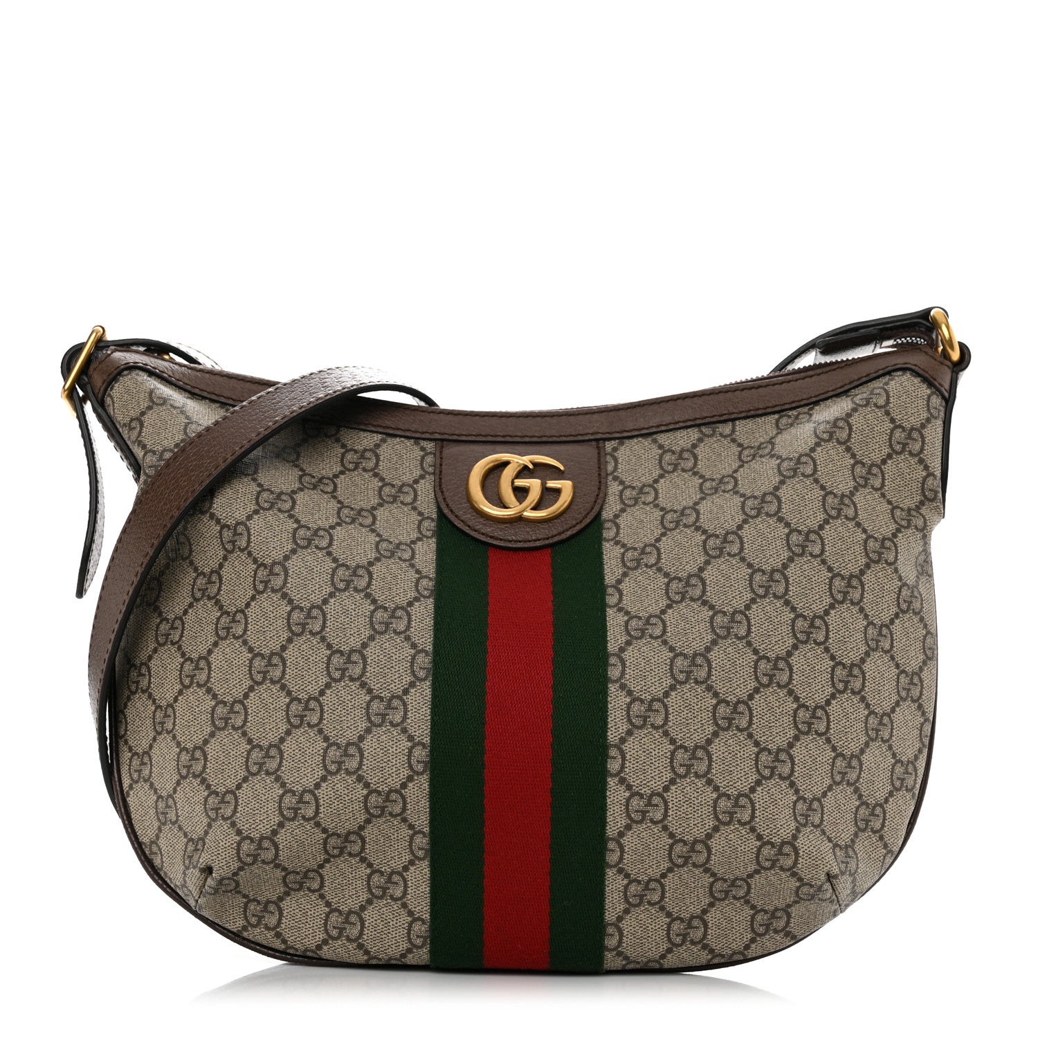 Gucci GG Supreme Monogram Web Small Ophidia Half Moon Hobo Brown 1 of 10