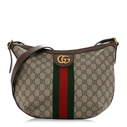 Gucci GG Supreme Monogram Web Small Ophidia Half Moon Hobo Brown 1 of 10