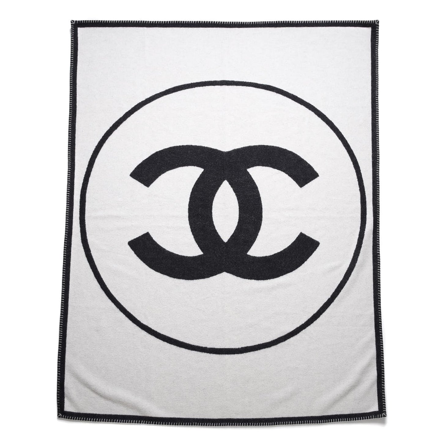 Merino Wool Cashmere CC Throw Blanket Black White