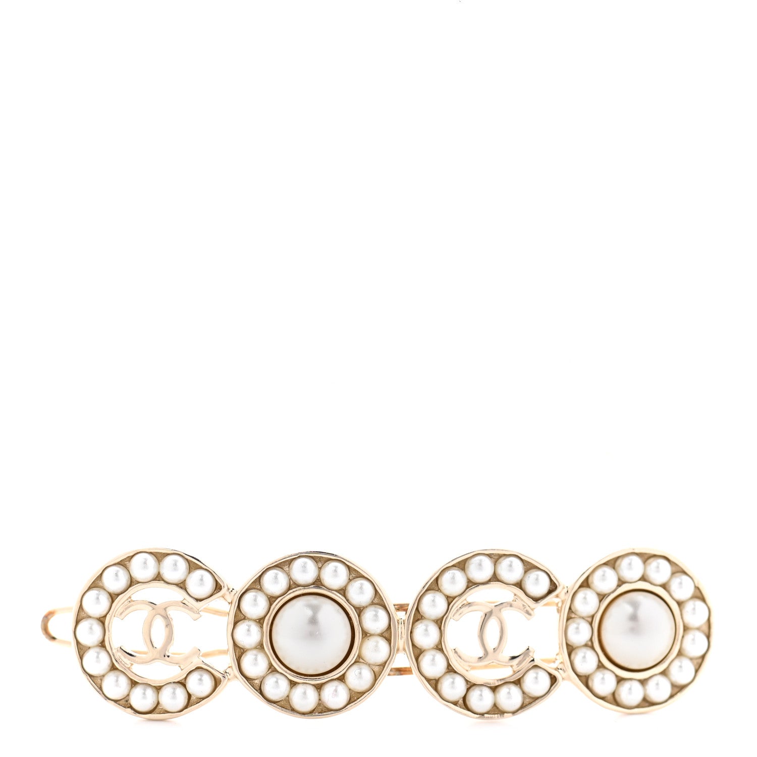 Chanel Pearl Coco Hair Clip Barrette Gold 1 of 4